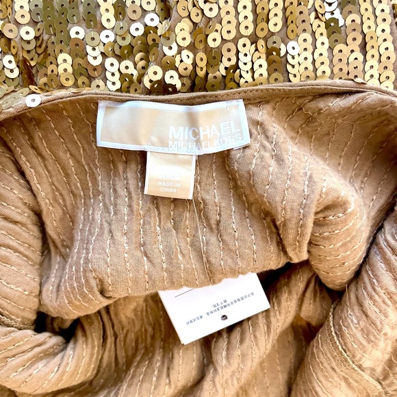 NWT Michael Kors Gold Sequin Mini Dress with Chain Back - Picture 7 of 8